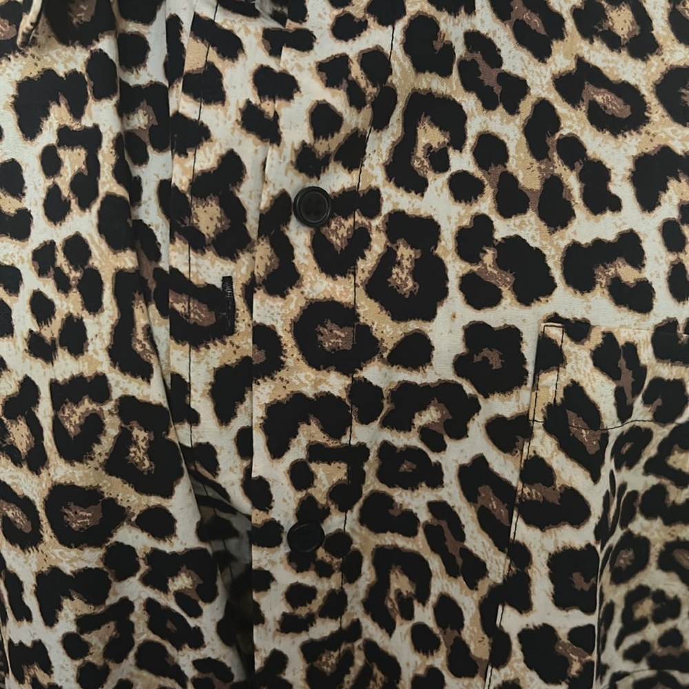 H&M Leopard Print Oversized Button Up Tunic Top Medium - Picture 4 of 11